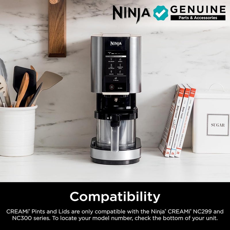 Ninja CREAMi Pints 2 Pack, Compatible with NC299AMZ & NC300s Series CREAMi Ice Cream Makers, Genuine Pint, BPA-Free & Dishwasher Safe, Color Lids, 1 Pint Each, Clear/Lime/Aqua, XSKPLID2CD - Image 3